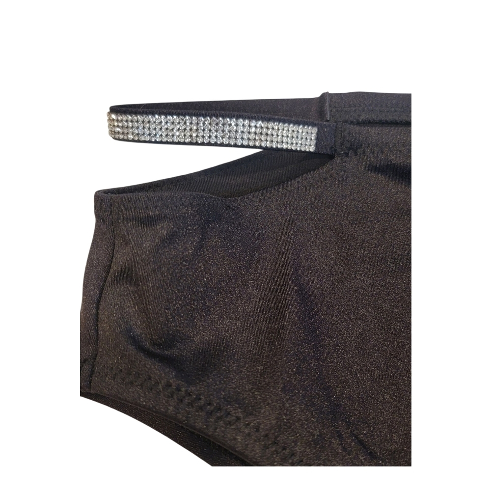 NWOT VS Black Bikini Bottom with Rhinestone Straps Small & Medium